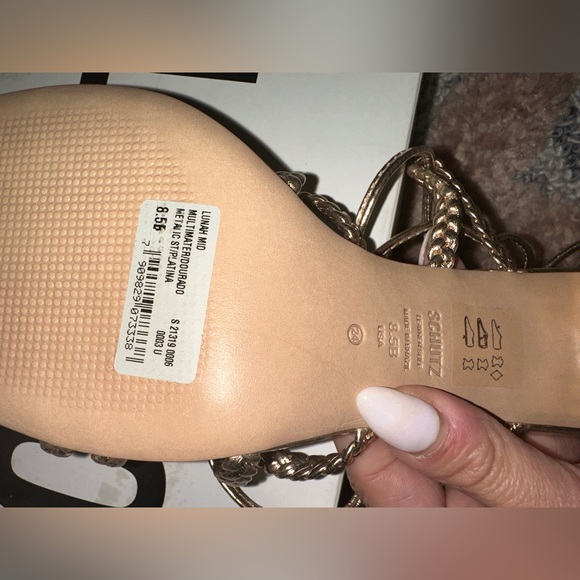 Schutz Mettallic Sandals - Picture 5 of 8